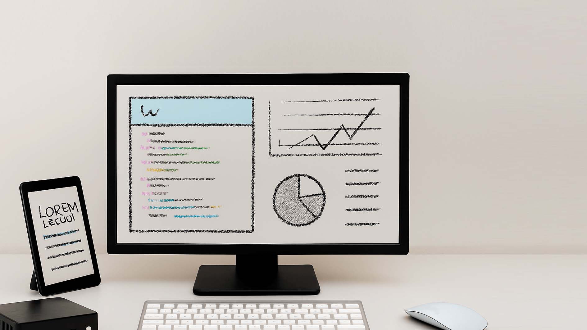 A monitor showing code and metrics