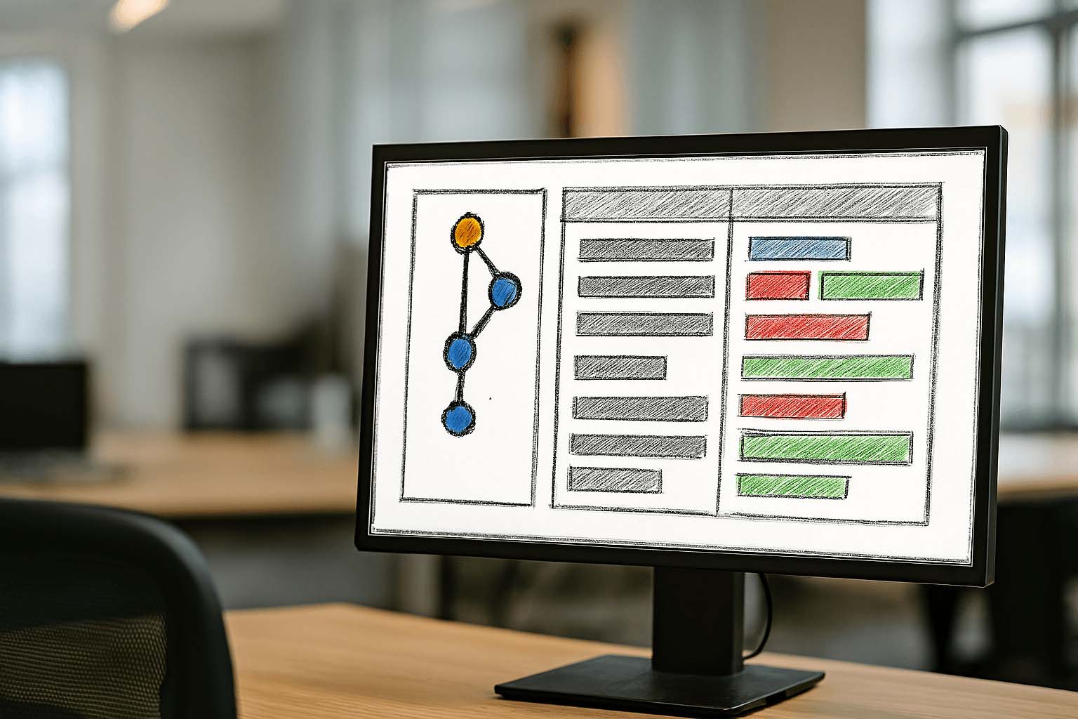 A git flow and diff view
