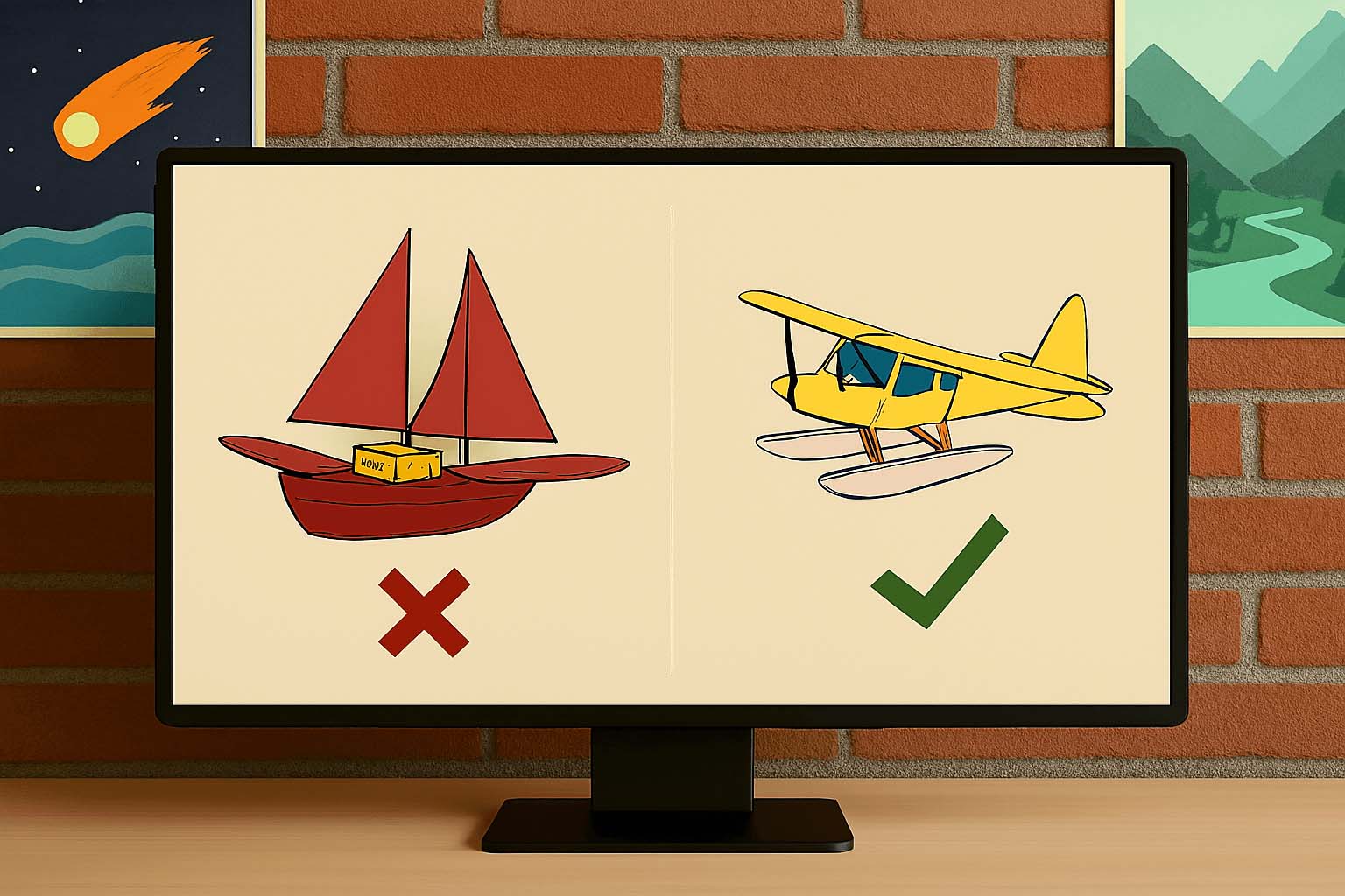 A sailboat with wings vs. a seaplane